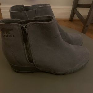 Sorel gray wedge heel ankle boots
